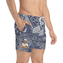 Load image into Gallery viewer, TJDRAW Nautical Map Swim Trunks