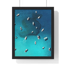 Load image into Gallery viewer, "Boats off the coast" Premium Framed Vertical Print
