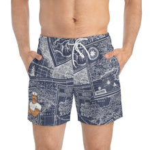 Load image into Gallery viewer, TJDRAW Nautical Map Swim Trunks