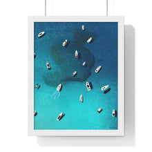 Load image into Gallery viewer, "Boats off the coast" Premium Framed Vertical Print