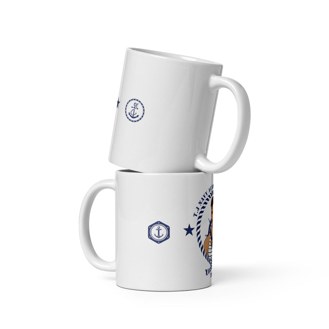 Tj Navy Academy White glossy mug