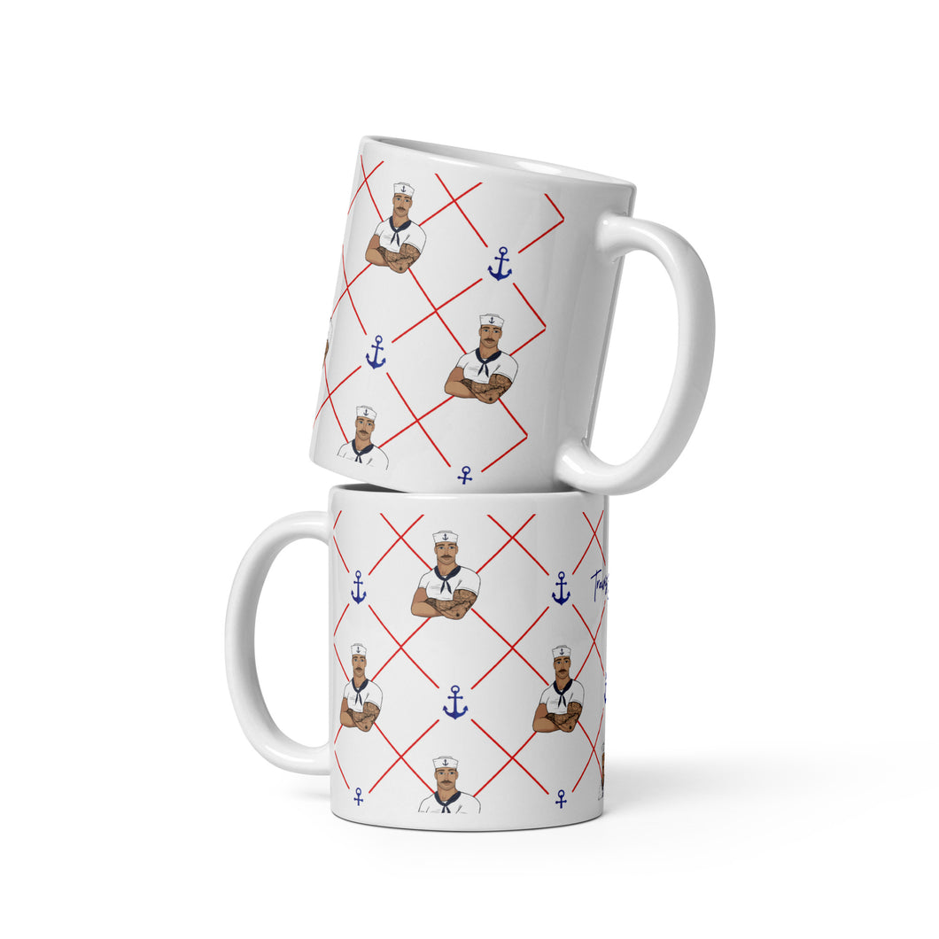 Morning Sailor White glossy mug