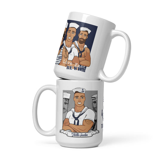 Sailors in the monring White glossy mug