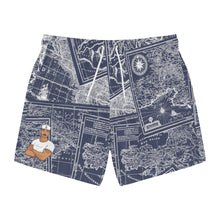 Load image into Gallery viewer, TJDRAW Nautical Map Swim Trunks
