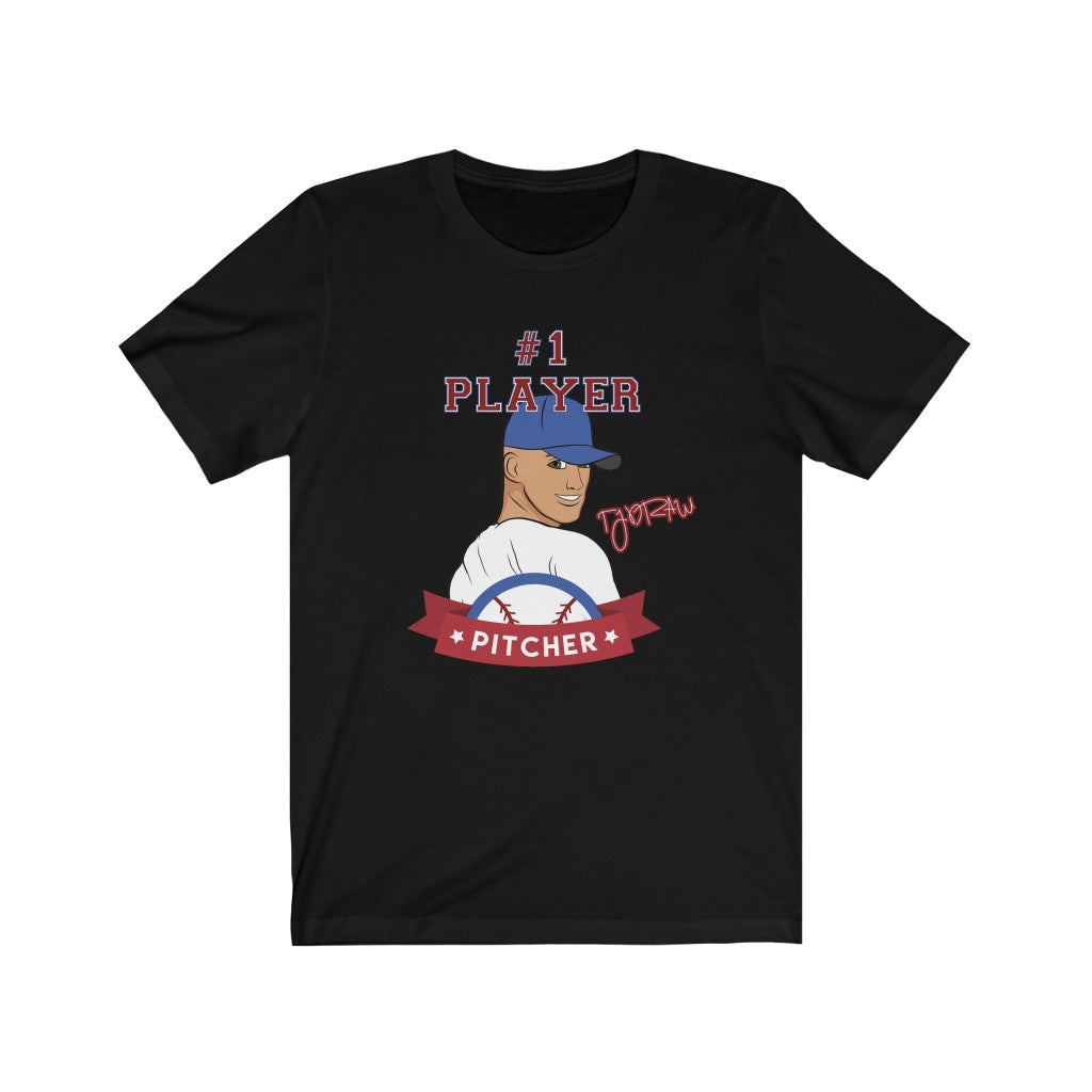 TJDRAW Baseball Pitcher Jersey Short Sleeve Tee