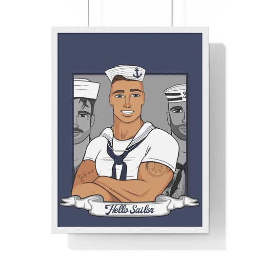 "Hello Sailor" Framed Vertical Print