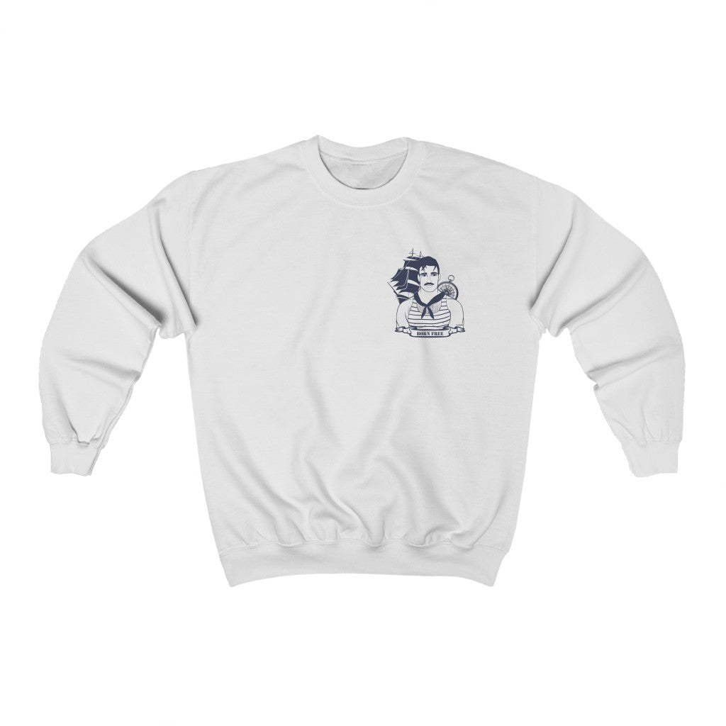 TJDRAW Sailor Born Free  Heavy Blend Crewneck Sweatshirt