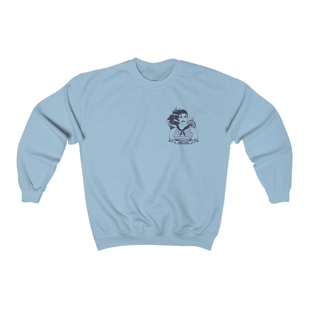 TJDRAW Sailor Born Free  Heavy Blend Crewneck Sweatshirt