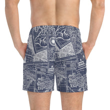 Load image into Gallery viewer, TJDRAW Nautical Map Swim Trunks
