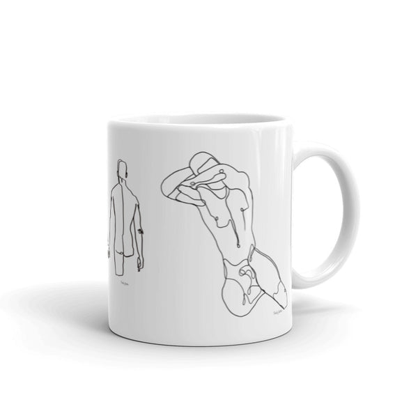 TJ Male Line White glossy mug