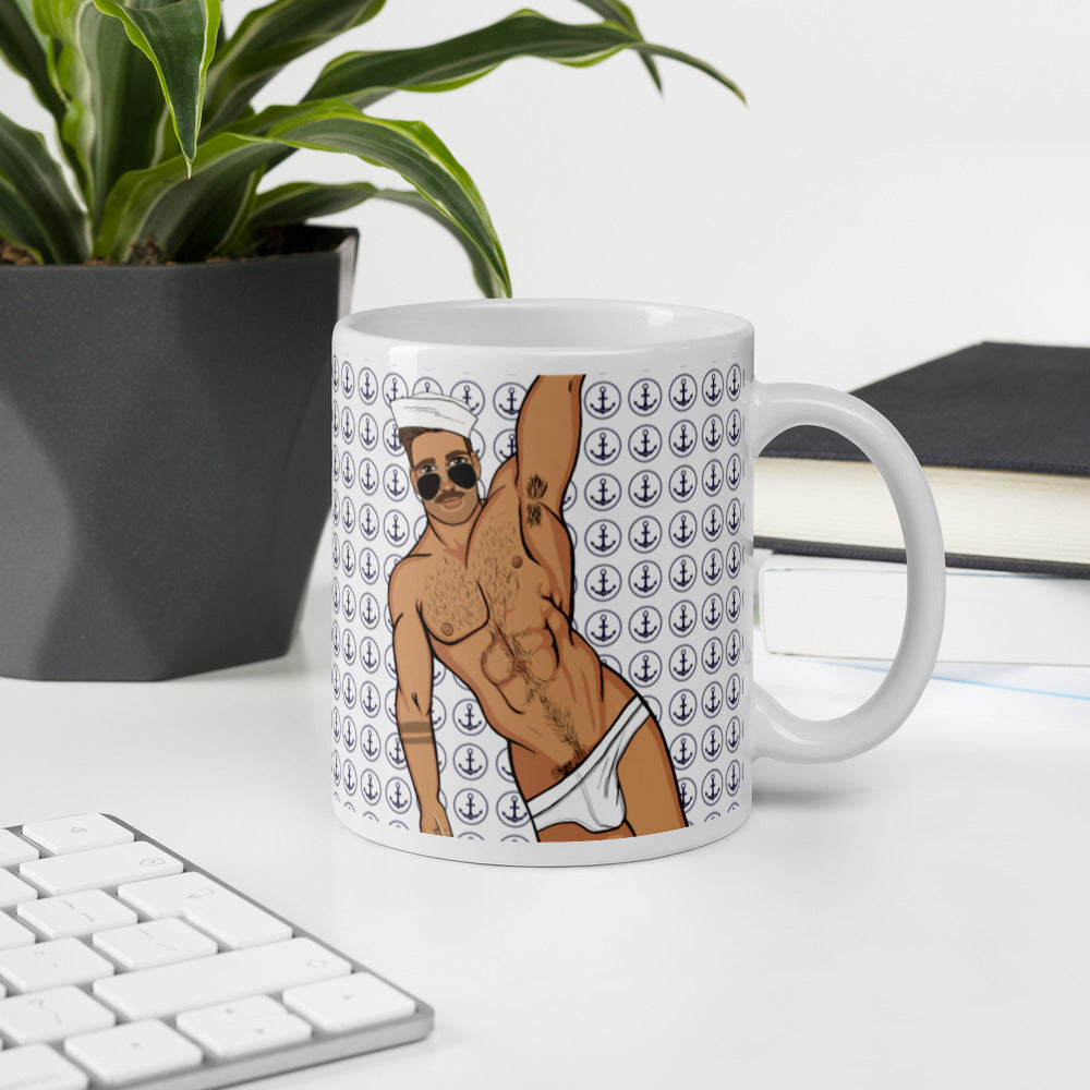 Good morning Sailor White glossy mug